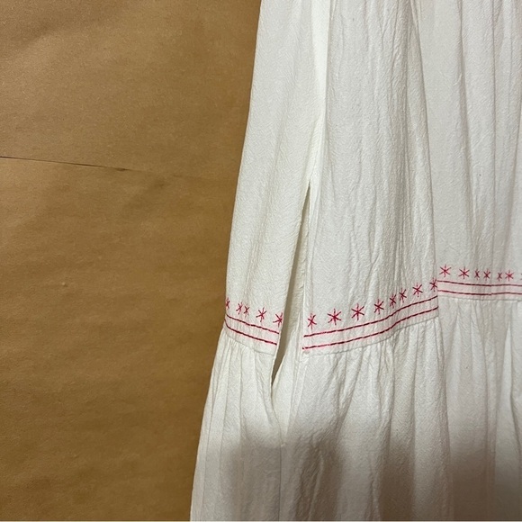 Oak Meadow | Poema Dress Embroidered Tiered Maxi Dress White Pink Size XS - Picture 10 of 16